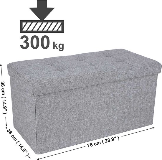 Klapphocker Mit Stauraum 2-in-1 - Grauer Samt Hocker 60x38x38 Cm - 80 Kg Belastung & 63 Liter Stauraum