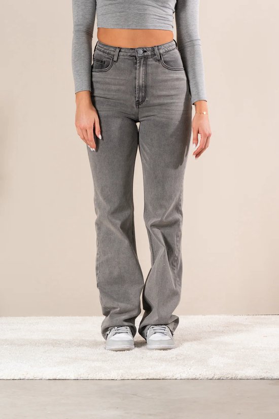Nina Carter P211 Tall Bootcut Jeans voor dames, hoge taille, slagbroek, stretchjeans, spijkerbroeken, used look, S Tall