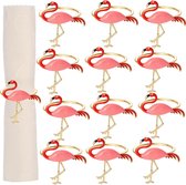 12 stuks flamingo servetringen set metalen servettengespen gouden servetringen set tafeldecoratie voor bruiloft, feest, banket, Hawaiiaans zomerfeest.