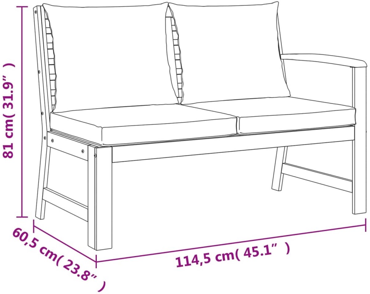 vidaXL 9-delige - Tuinset - met - kussens - massief - acaciahout donkergrijs