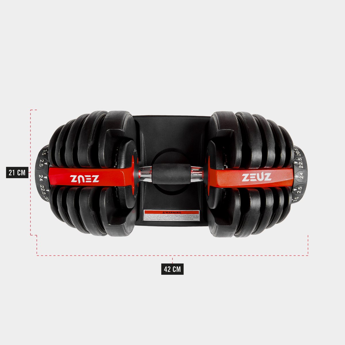 ZEUZ 1 Stuk Verstelbare Dumbell 2.5 KG t/m 24 KG - Gewichten Halterset – Fitness Sport Set – Conditie & Krachttraining – Halters – foto 6