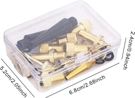 Ventiel adapters set 19 delig / Elektrische Fiets Ventieladapters / Balnaalden / Fatbike / E-Step / Dunlop Verloopnippels / Autoband / Voetbal / Fietsband oppompen / Compressor / Pomp verloopstuk / Zwemband / Luchtbed / Ballen Pomp / Universeel van Merkloos — afbeelding 2