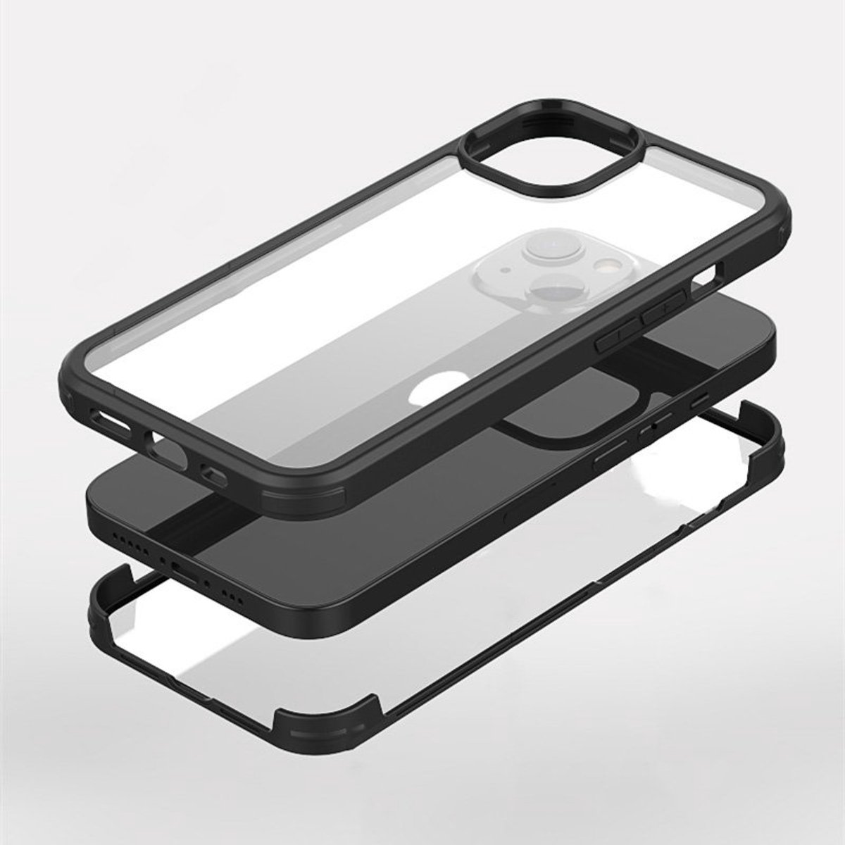 geschikt voor iPhone 15 Pro Max Full Body Hoesje met Glazen Screenprotector - 360 graden bescherming voor je geschikt voor iPhone 15 Pro Max - Voor- en achterkant van glas - Mobiq Rugged 360 Case geschikt voor iPhone 15 Pro Max zwart