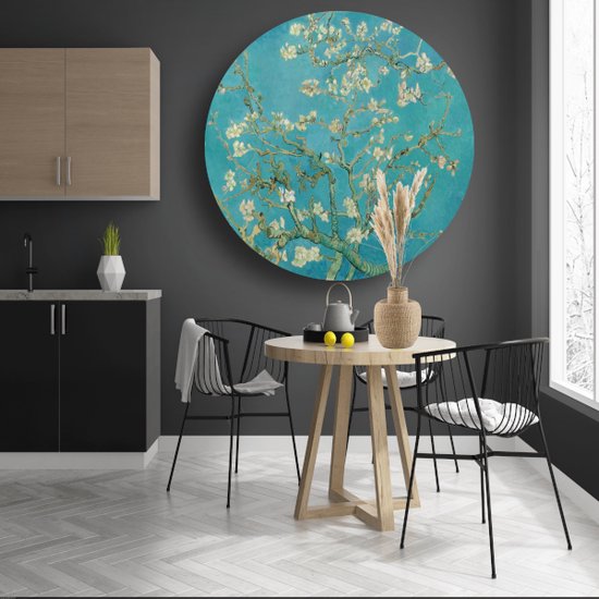 Fleur d'amandier - Tableau Vincent van Gogh - Panneau mural Fleur - Tableau nature - Tableau rural - Cercle mural - Décoration murale chambre cercle mural forex 80x80 cm