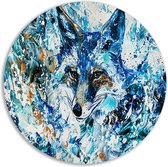 Vos rond schilderij - Dieren muurdecoratie rond - Rond schilderij Kleuren - Wanddecoratie landelijk - Schilderij rond - Slaapkamer wanddecoratie muurcirkel aluminium 50x50 cm