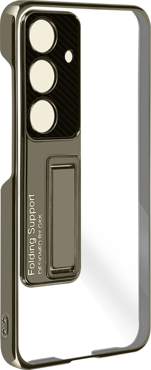 Avizar Hoes Geschikt voor Samsung Galaxy S24 Transparante achterkant, Kaki