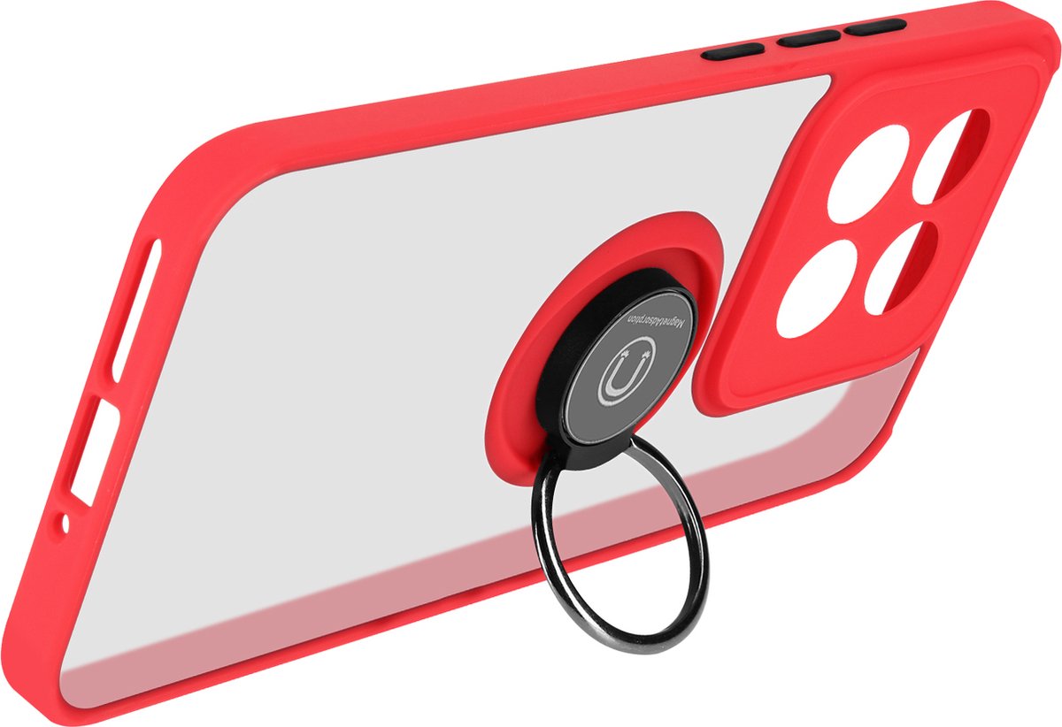 Avizar Ringhoes Geschikt voor Xiaomi 14 Schokbescherming Magnetische bevestiging, Rood