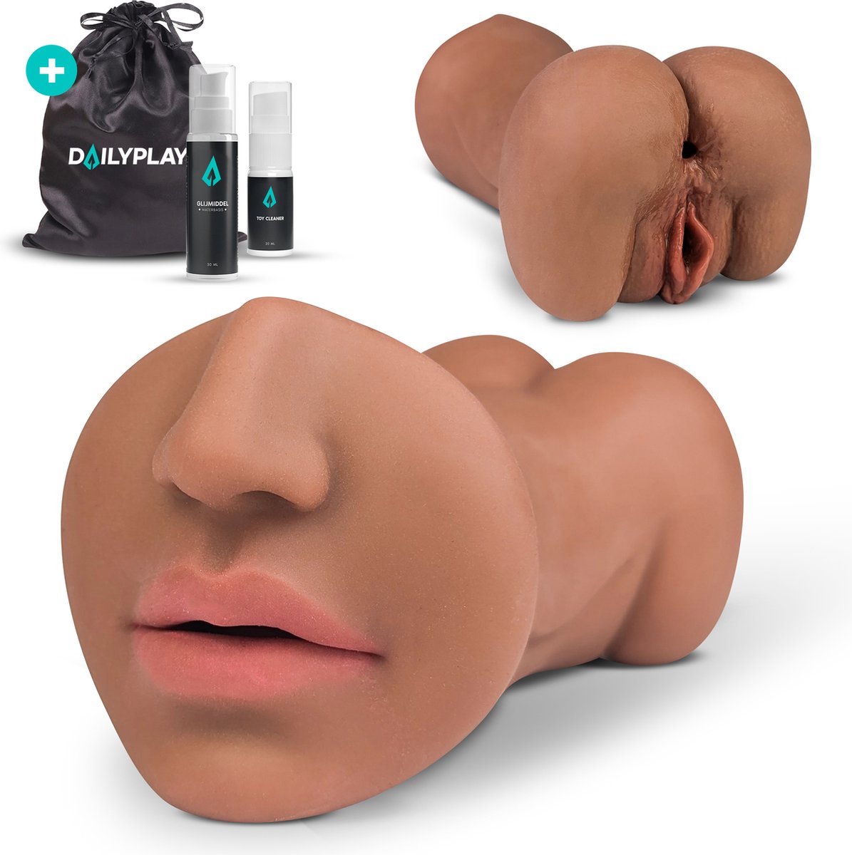 Goedkoopste DailyPlay Pocket Pussy voor Man - 3 in 1 – Blowjob Masturbator met Kont en Kunst Vagina – Sex Toys Mannen en Koppels – Nep Kut