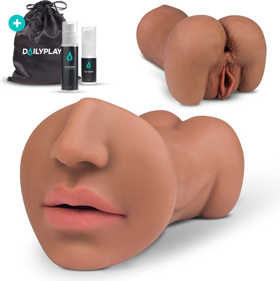 DailyPlay Pocket Pussy voor Man - 3 in 1 – Blowjob Masturbator met Kont en Kunst Vagina – Sex Toys Mannen en Koppels – Nep Kut