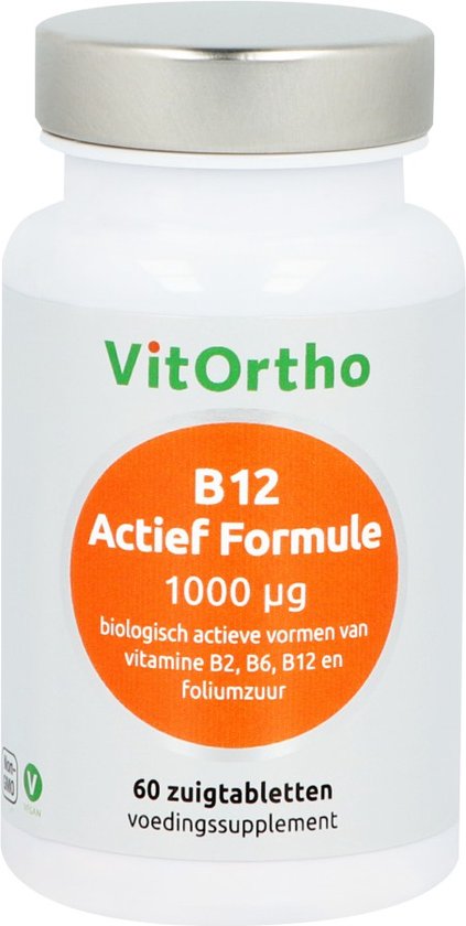 VitOrtho B12 Actief Formule 1000 µg voedingssupplement met 60 zuigtabletten.