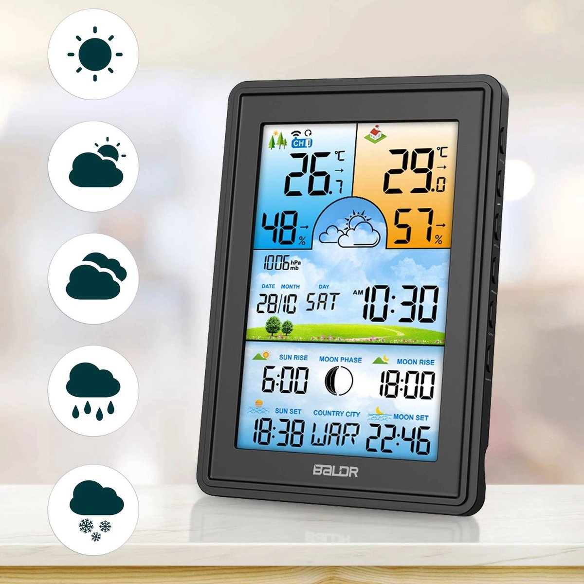 Weerstation met display BD-906 zwart