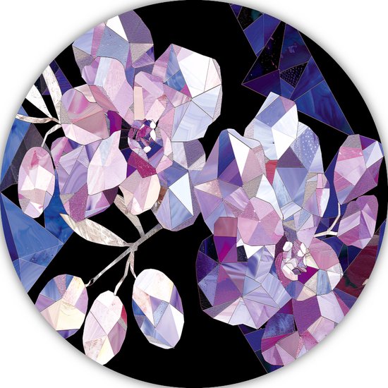 Bloemen muurcirkels - Natuur muurdecoratie rond - Schilderij rond Lijnen - Muurdecoratie landelijk - Schilderij dibond - Woonaccessoires muurcirkel aluminium 40x40 cm