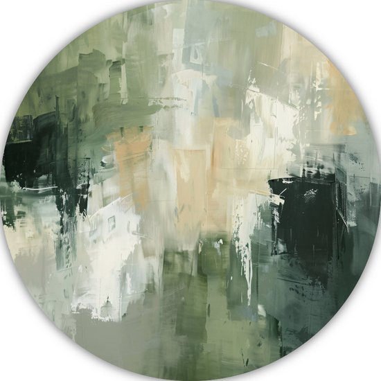 Panneau mural expressionnisme abstrait - Cercles muraux art moderne - Cercle mural Salon - Décoration murale industrielle - Peinture ronde - Cercle mural décoration maison aluminium 70x70 cm