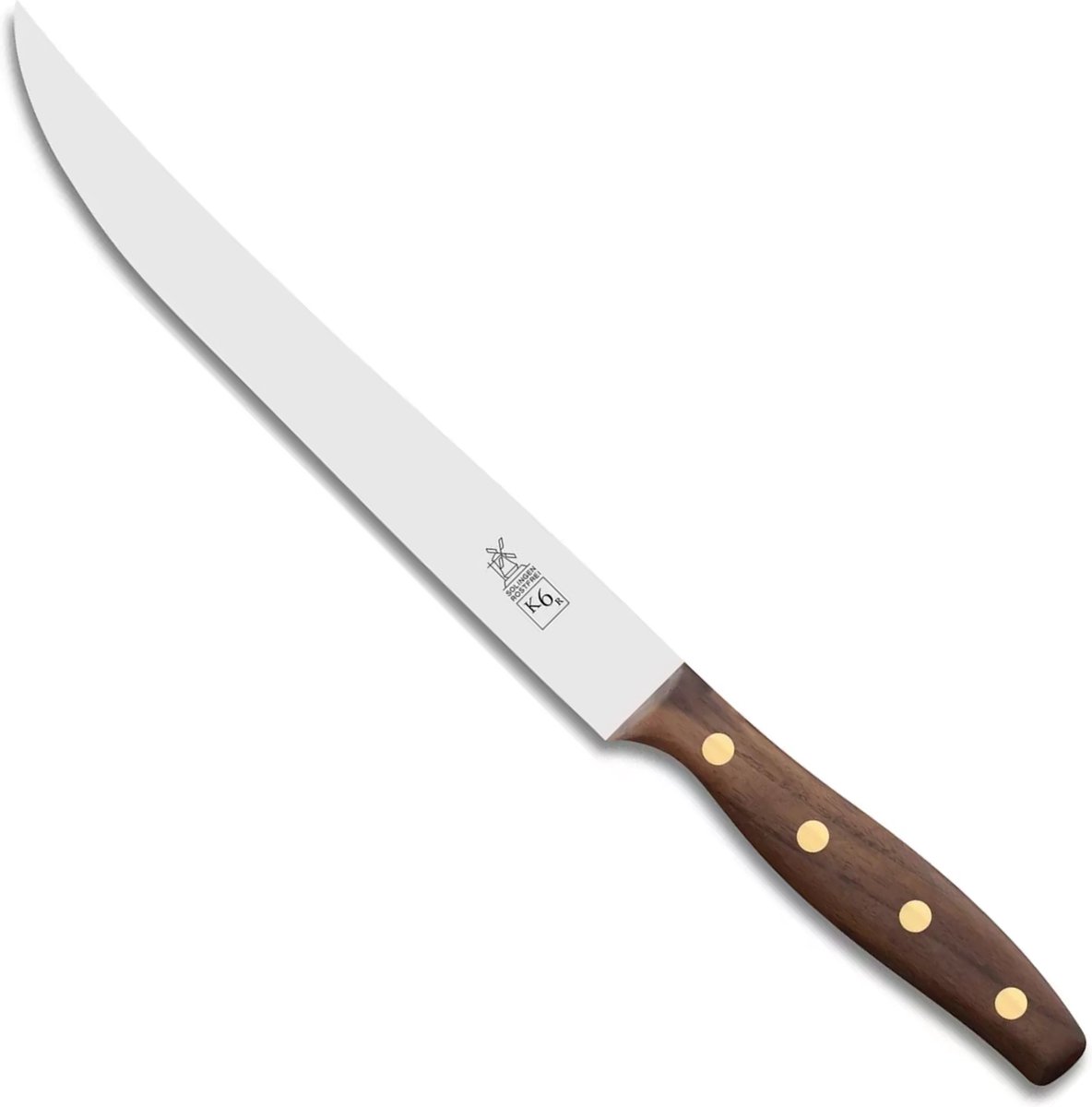 Robert Herder K6R Vleesmes – RVS – Lemmet 20 cm – Heft Walnotenhout – Geschenkverpakking
