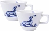 Bol.com Heinen Delfts Blauw - Teckel Nhaan - Espressokopje - 2 stuks aanbieding