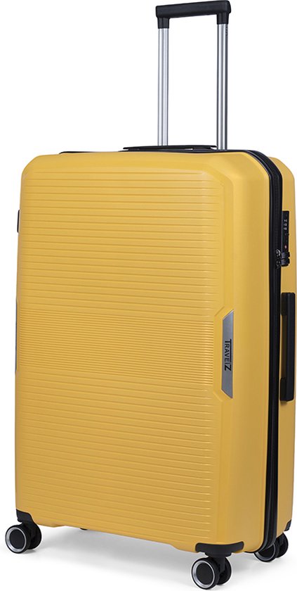 TravelZ Swinger Grote reiskoffer 78cm - Sterke Lichtgewicht Trolley 105 ltr met TSA-slot - Geel