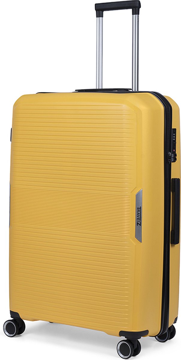 TravelZ Swinger Grote reiskoffer 78cm - Sterke Lichtgewicht Trolley 105 ltr met TSA-slot - Geel