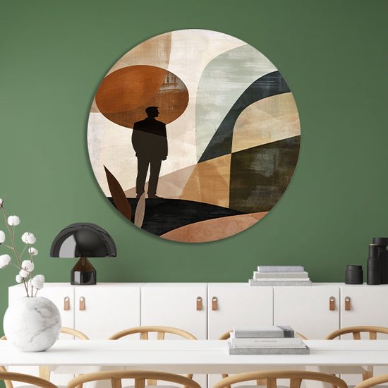 tableau silhouette rond - Figure murale échelles - Tableau formes rondes - Décoration murale moderne - Plaque murale - Décoration murale chambre cercle mural aluminium 70x70 cm