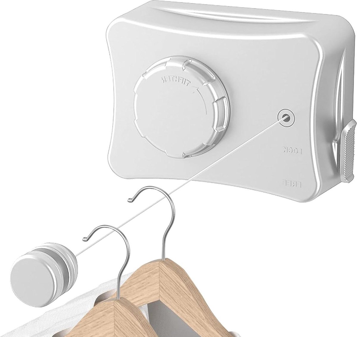 Goedkoopste Uittrekbare waslijn 51 m intrekbare waslijn uittrekbaar- wandmontage waslijn- wasrek roestvrijstalen kabel- opslaggewicht 20 kg- voorkomt doorhangen (wit