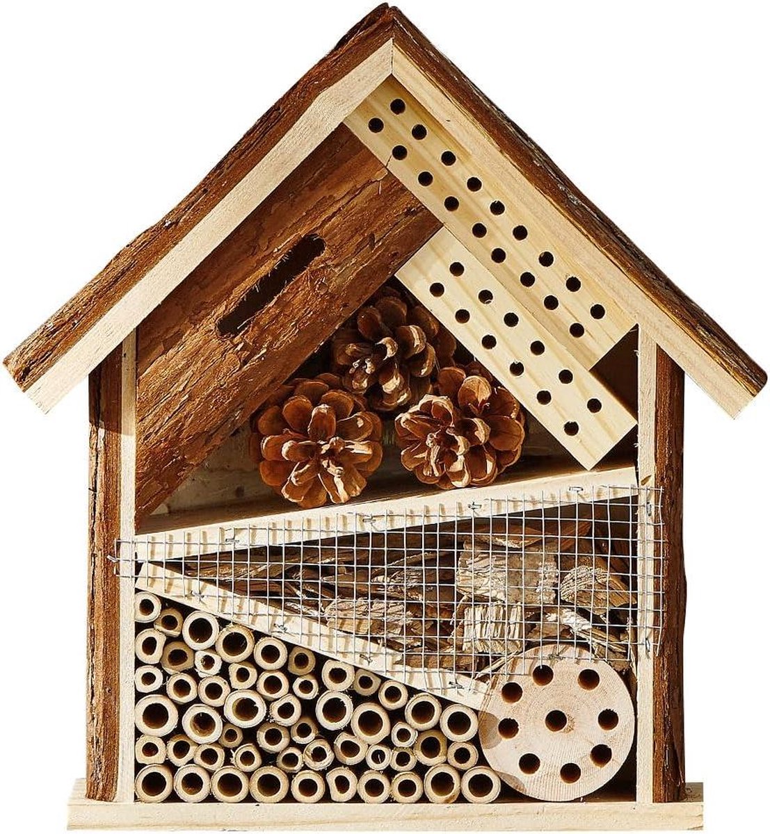 Insectenhotel Norwich ca. 30 x 28 x 95 cm Dennenhout bruin insect hotel