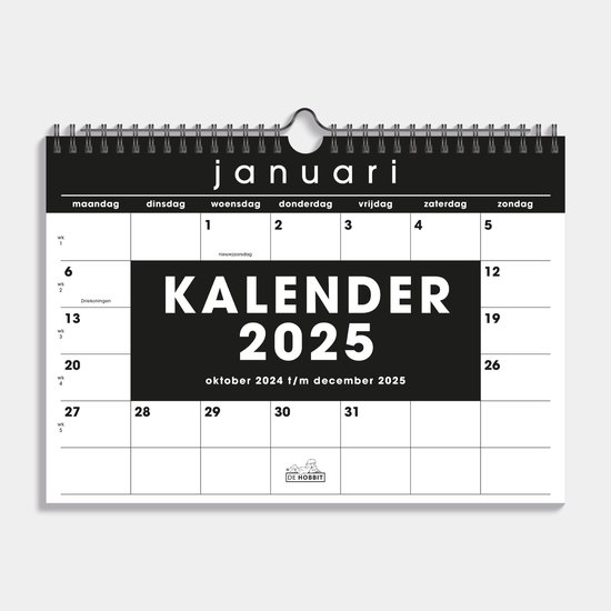 Foto: Hobbit maandkalender 2025 maandplanner 1 maand op 1 pagina a4 21 x 29 7 cm zwart wit