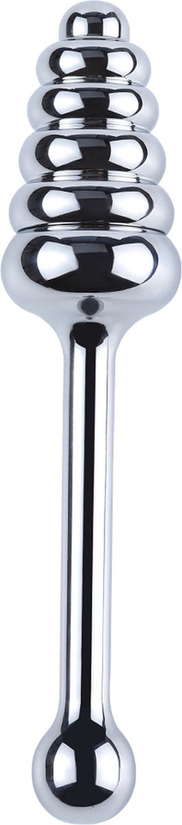 Fixxx - Geribbelde Aluminium Buttplug Poker met Handvat - Zilver