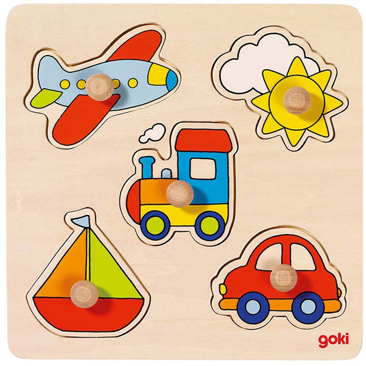 GOKI Steekpuzzel - Mijn Reis - 5 Delen - 21X21X2,4Cm - Hout - 1 Jaar — afbeelding 2