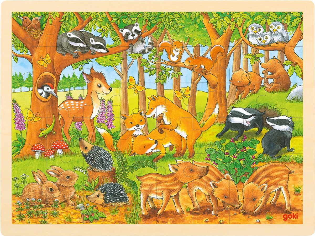 Goki Houten Legpuzzel - Bosdieren. 48st.