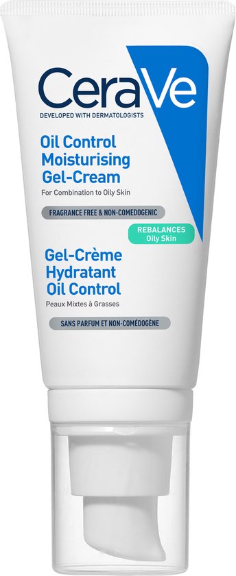 CeraVe Gel-Crème Hydratant Oil Control - Peaux Mixtes à Grasses - Aux 3 Céramides Essentiels, Niacinamide et Acide Hyaluronique - 52ml