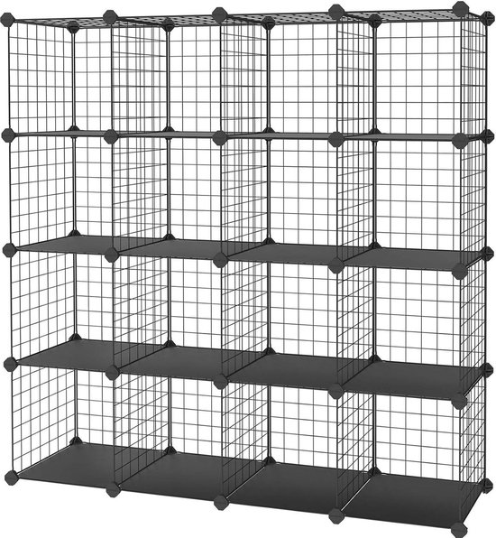 Songmics Plug-in Plank, 16 Kubussen Metalen Draadopbergsysteem, Doe-het