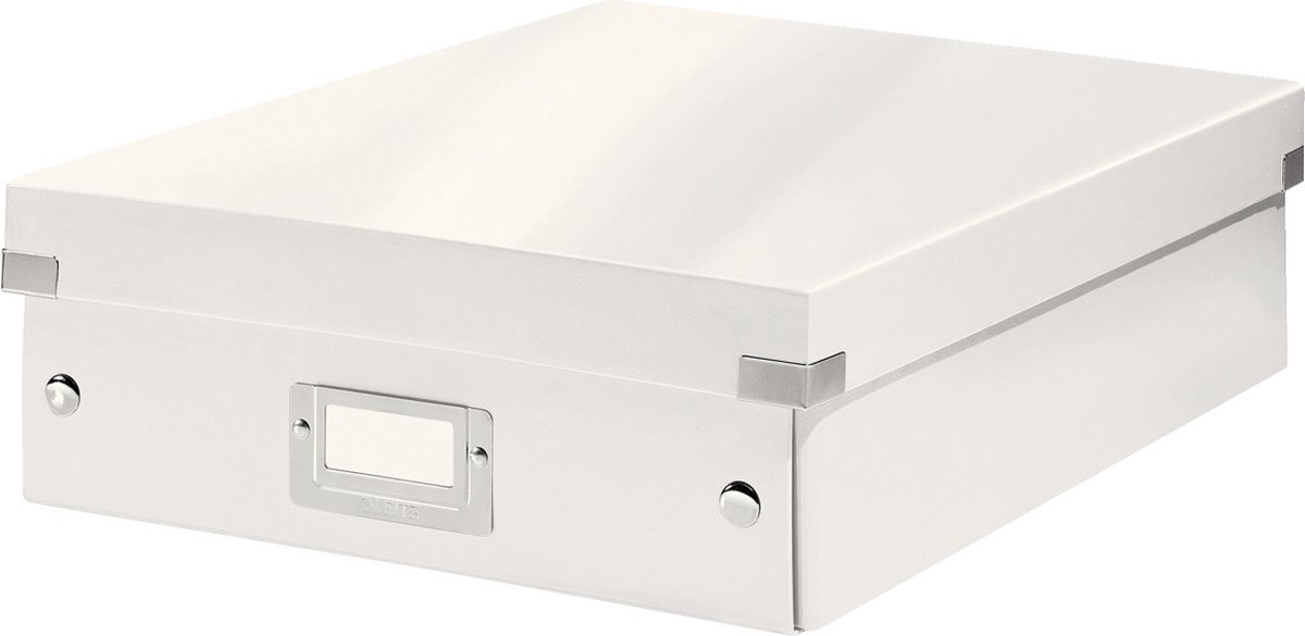 Leitz Wow Click & Store Middelgrote Opbergdoos - 85% Gerecycled Karton - Ruimtebesparende Sorteerdoos met Vakjes - 28.1 x 10 x 37 Cm (BxHxD) - Wit