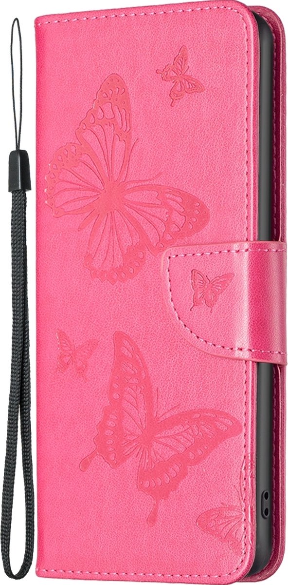 Mobigear Telefoonhoesje geschikt voor Apple iPhone 16 Pro Max Hoesje | Mobigear Butterfly Bookcase Portemonnee | Pasjeshouder voor 2 Pasjes | Telefoonhoesje voor Pinpas / OV Kaart / Rijbewijs - Rood