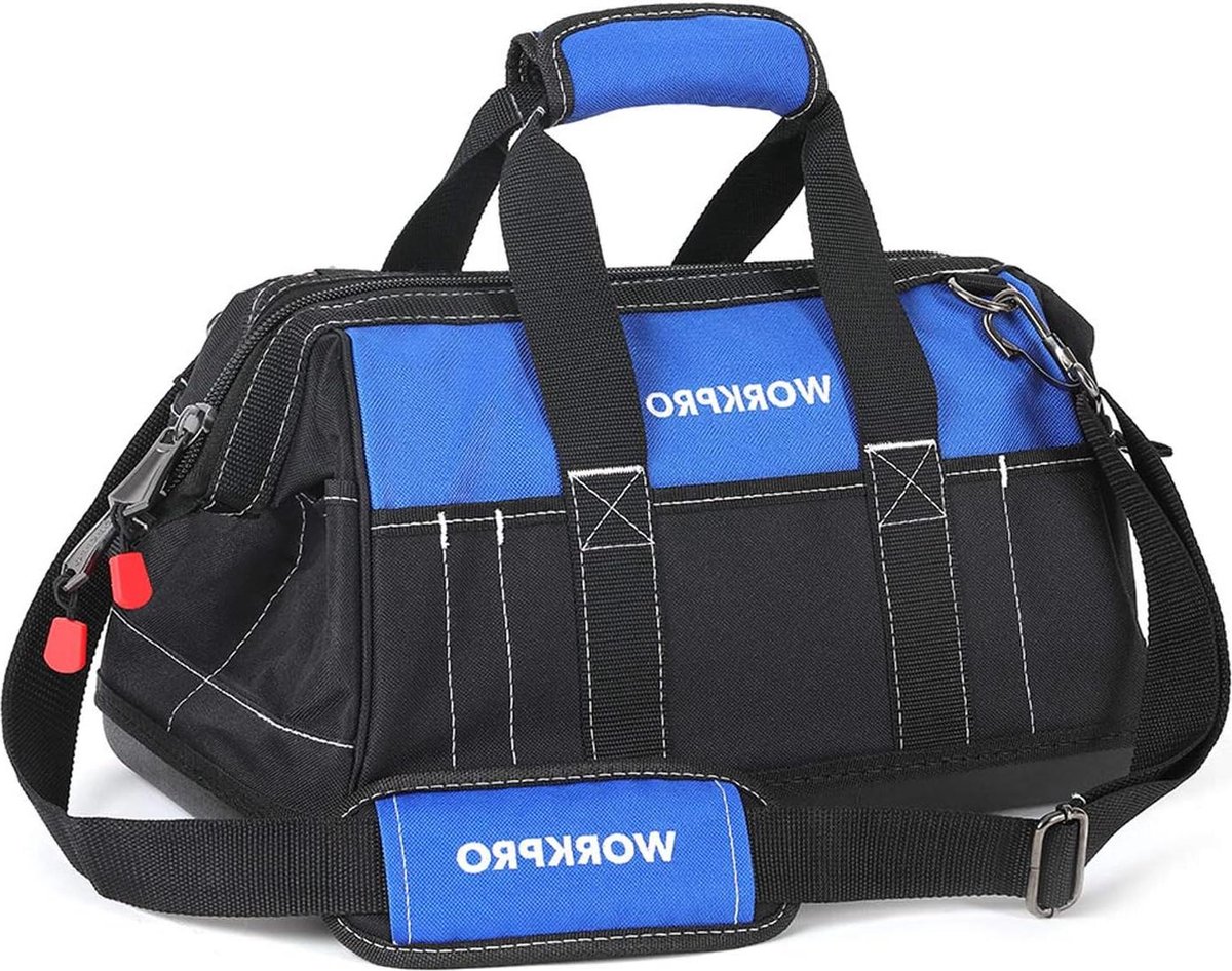 Waterdichte gereedschapstas voor elektricien - brede opening - grote capaciteit - 40 cm - 600D polyester - verstelbare schouderriem - multifunctioneel