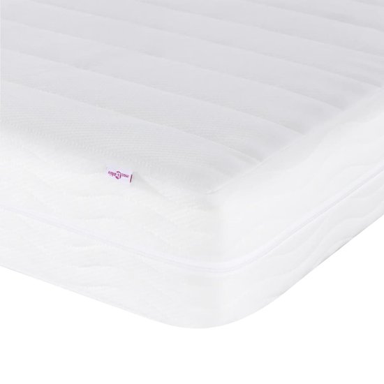 Matelas en mousse blanc avec motif ondulé sur le côté et une fermeture éclair.