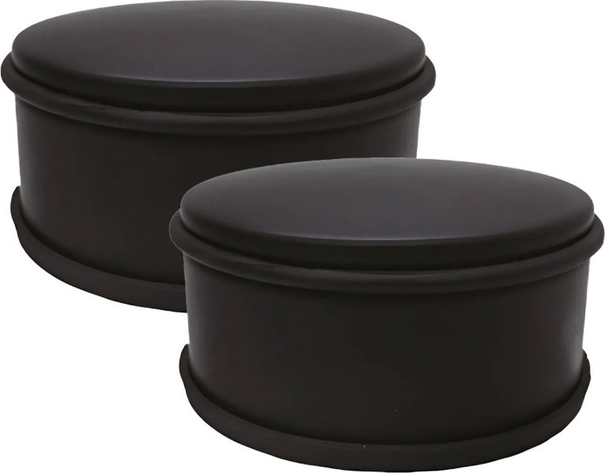 Benson Home Deurstopper voor binnendeuren - 2x - zwart - rond - 1,2 kg - 12 x 6 cm - met rubberen rand
