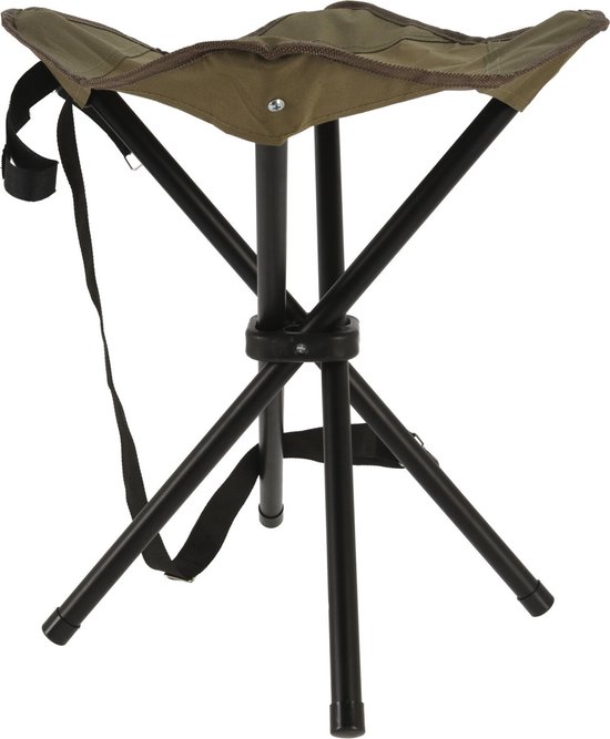 Redcliffs Driepoot opvouwbaar zit krukje - army groen - metaal - 33 x 40 cm - Campingstoel - Visserskrukje van Merkloos — afbeelding 2