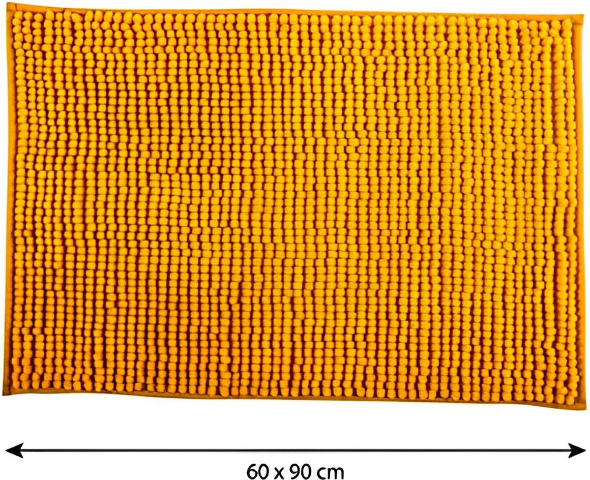 Badmat, badmat, douchemat, chenille, hoogpolig, badmat, 60 x 90 cm, saffraan [Energieklasse A]