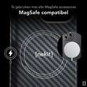 Zwart carbon patroon hoesje met MagSafe compatibel magnetisch ring.