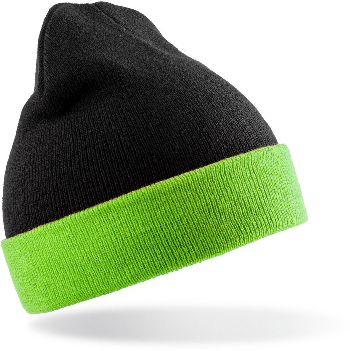 Result Recycled Black Compass Beanie RT930 - Black/Lime - One size