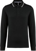 Kariban Heren polo van piquétricot met lange mouwen K280 - Black / Light Grey / White - 3XL
