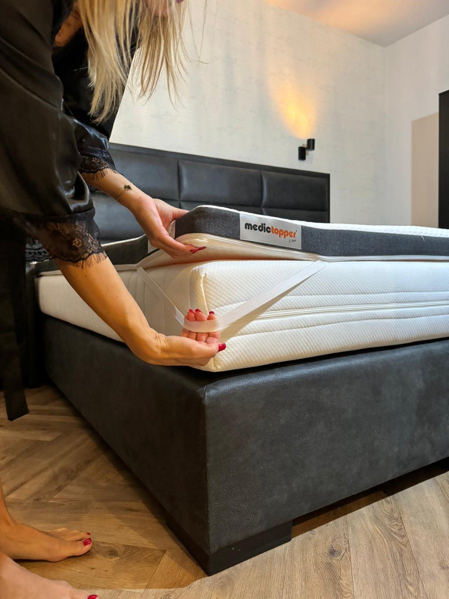 Medic Topper 2face Premium Ultimate 140x210x8 - Orthopedisch dekmatras tegen rugklachten - Optimale ondersteuning voor je hele lichaam - Tweezijdig: stevig (afkoelend) of zacht (verwarmend) - afritsbare zijdezachte hoes biokatoen - matrasbeschermer