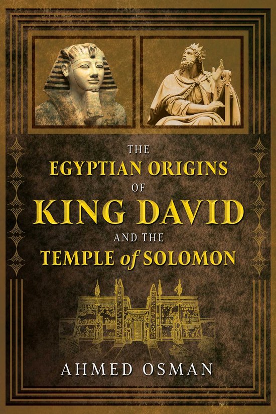 Boekomslag: De Egyptische Oorsprong van Koning David en de Tempel van Salomo, met afbeeldingen van een farao en een koning, en een tempel.