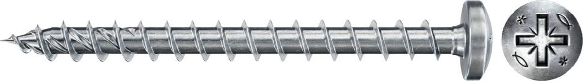 Fischer 670246 spaanplaatschroef Power-Fast II 4,0 x 40 PZ2 - bolkop - voldraad - blauw verzinkt (200st) - 670246