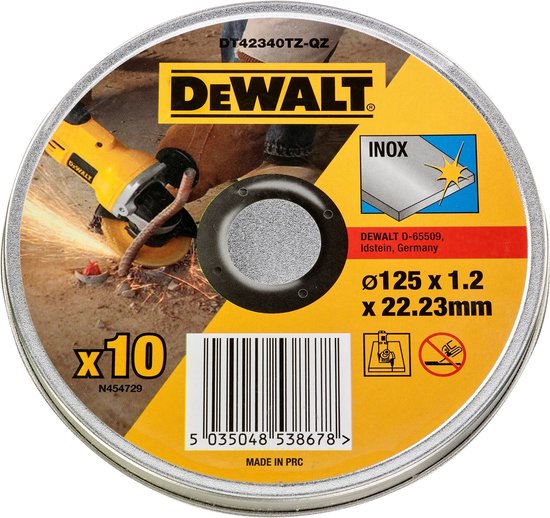Dewalt Doorslijpschijf INOX 125x1x22,2mm 10 stuks