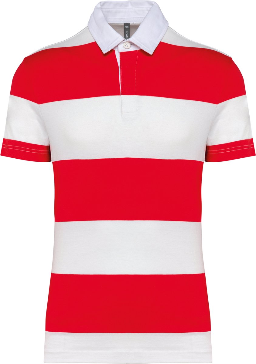 Kariban Gestreepte uniseks polo korte mouwen K286 - Red / White Stripes - M