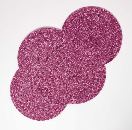 Homescapes roze placemats in een set van 4, 40 cm - 4x ronde gevlochten placemats | bol