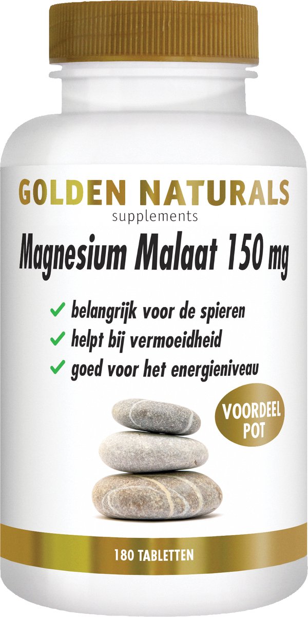 Goedkoopste Golden Naturals Magnesium Malaat 150mg (180 veganistische tabletten