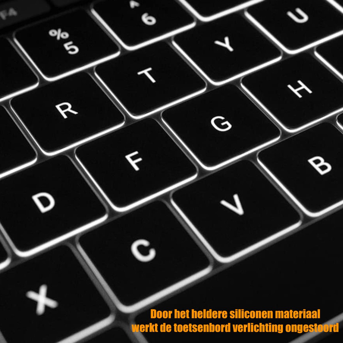 Siliconen toetsenbordhoes MacBook Air 13.6/15.3 Pro 14/16 waterdicht stofdicht transparant A2442-A3449 - Afbeelding 2