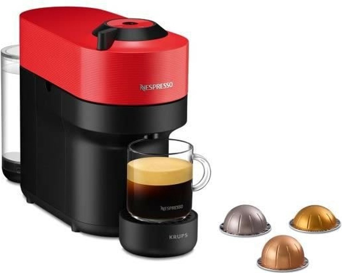 Krups Nespresso YY4888FD Virtuo Pop Red Coffee Machine Capsules Compact Coffee Maker 4 kopjes espresso Bluetooth
