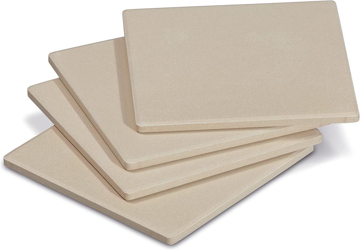Pizzasteen 8811 4-delige set 19 cm x 19 cm rechthoekig barbecue-accessoire gasgrill BBQ beige pizza stone
